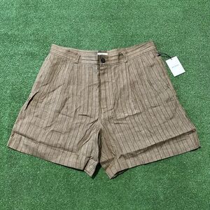 Aime Leon Dore Double Pleated Linen Short Tan Stripe Size XL